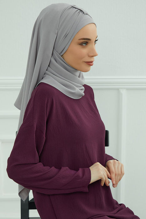 Instant Lightweight Aerobin Shawl Head Turbans For Women Headwear Stylish Head Wrap Elegant Design,CPS-91 Grey