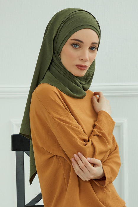 Instant Lightweight Aerobin Shawl Head Turbans For Women Headwear Stylish Head Wrap Elegant Design,CPS-93 Army Green