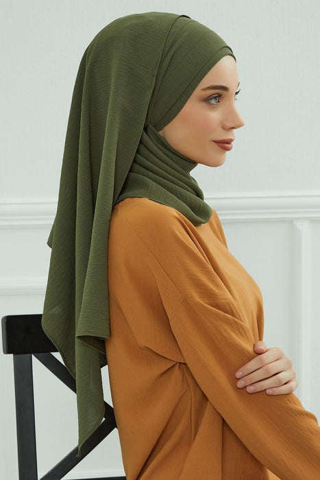 Instant Lightweight Aerobin Shawl Head Turbans For Women Headwear Stylish Head Wrap Elegant Design,CPS-93 Army Green