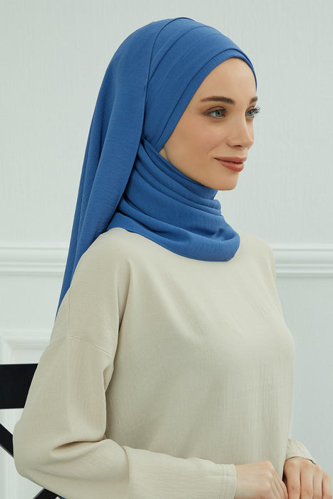 Instant Lightweight Aerobin Shawl Head Turbans For Women Headwear Stylish Head Wrap Elegant Design,CPS-93 Blue