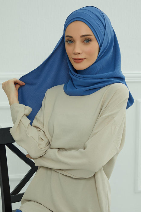 Instant Lightweight Aerobin Shawl Head Turbans For Women Headwear Stylish Head Wrap Elegant Design,CPS-93 Blue