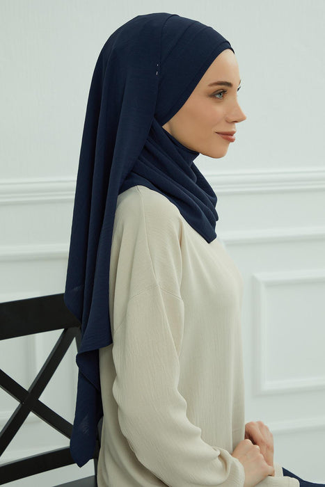 Instant Lightweight Aerobin Shawl Head Turbans For Women Headwear Stylish Head Wrap Elegant Design,CPS-93 Navy Blue