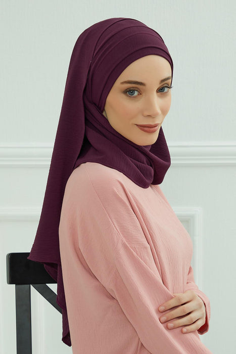 Instant Lightweight Aerobin Shawl Head Turbans For Women Headwear Stylish Head Wrap Elegant Design,CPS-93 Purple