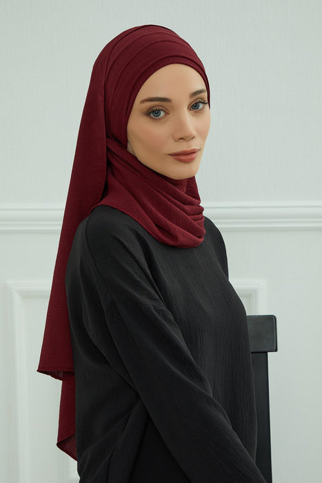 Instant Lightweight Aerobin Shawl Head Turbans For Women Headwear Stylish Head Wrap Elegant Design,CPS-93 Maroon