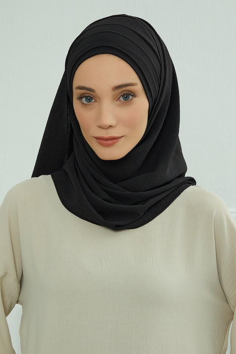 Instant Lightweight Aerobin Shawl Head Turbans For Women Headwear Stylish Head Wrap Elegant Design,CPS-93 Black