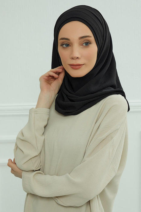 Instant Lightweight Aerobin Shawl Head Turbans For Women Headwear Stylish Head Wrap Elegant Design,CPS-93 Black