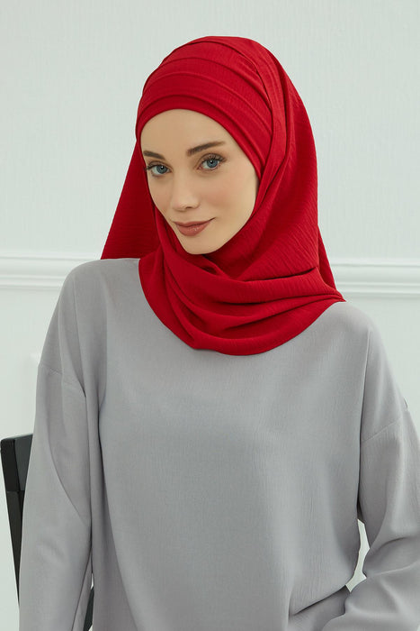 Instant Lightweight Aerobin Shawl Head Turbans For Women Headwear Stylish Head Wrap Elegant Design,CPS-93 Red