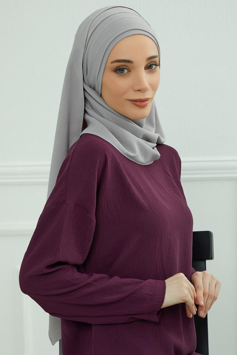 Instant Lightweight Aerobin Shawl Head Turbans For Women Headwear Stylish Head Wrap Elegant Design,CPS-93 Grey