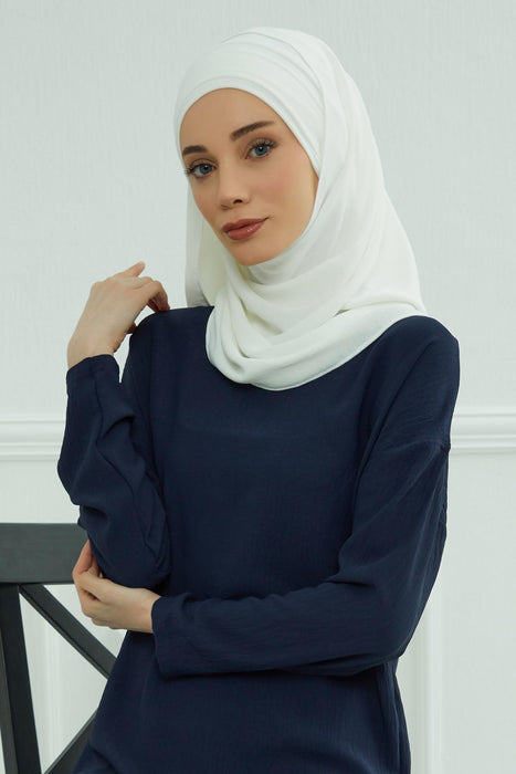 Instant Lightweight Aerobin Shawl Head Turbans For Women Headwear Stylish Head Wrap Elegant Design,CPS-93 White