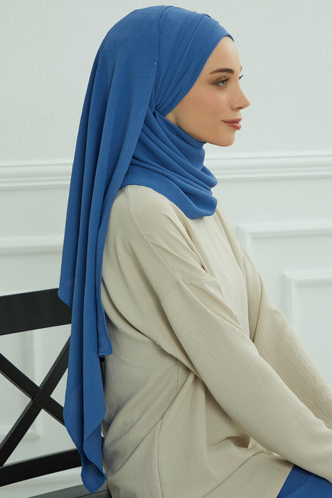 Instant Lightweight Aerobin Shawl Head Turbans For Women Headwear Stylish Head Wrap Elegant Design,CPS-94 Blue