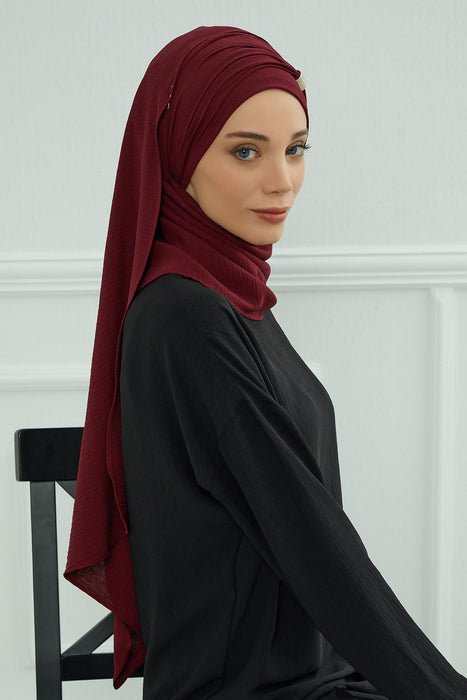 Instant Lightweight Aerobin Shawl Head Turbans For Women Headwear Stylish Head Wrap Elegant Design,CPS-94 Maroon