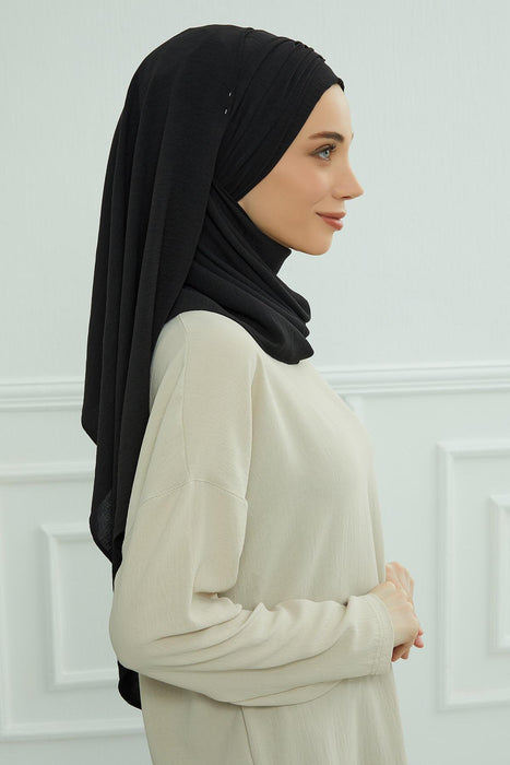 Instant Lightweight Aerobin Shawl Head Turbans For Women Headwear Stylish Head Wrap Elegant Design,CPS-94 Black