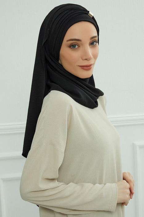 Instant Lightweight Aerobin Shawl Head Turbans For Women Headwear Stylish Head Wrap Elegant Design,CPS-94 Black