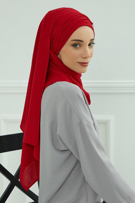 Instant Lightweight Aerobin Shawl Head Turbans For Women Headwear Stylish Head Wrap Elegant Design,CPS-94 Red