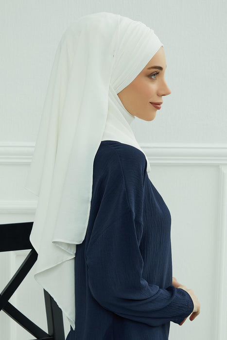 Instant Lightweight Aerobin Shawl Head Turbans For Women Headwear Stylish Head Wrap Elegant Design,CPS-94 White