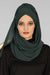 Instant Scarf Chiffon Shawl for Women Headwear Turban Ready to Wear Scarf,CPS-502 Dark Green