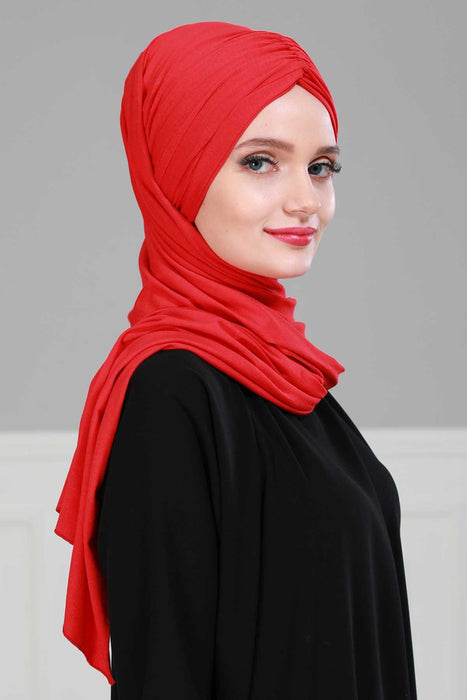 Instant Shawl for Women Shirred Cotton Head Wrap Head Scarf Modesty Turban Headwear,CPS-44 Green