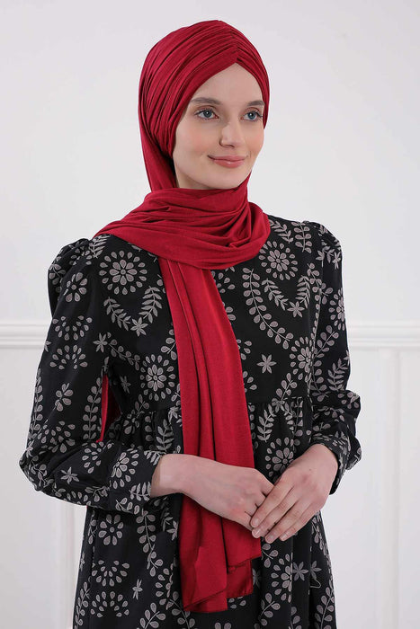 Instant Shawl for Women Shirred Cotton Head Wrap Head Scarf Modesty Turban Headwear,CPS-44 Caramel Brown