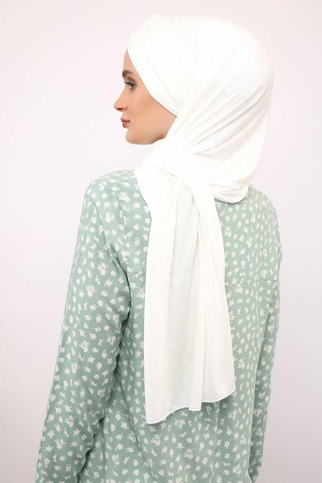 Instant Shawl for Women Shirred Cotton Head Wrap Head Scarf Modesty Turban Headwear,CPS-44 Ivory