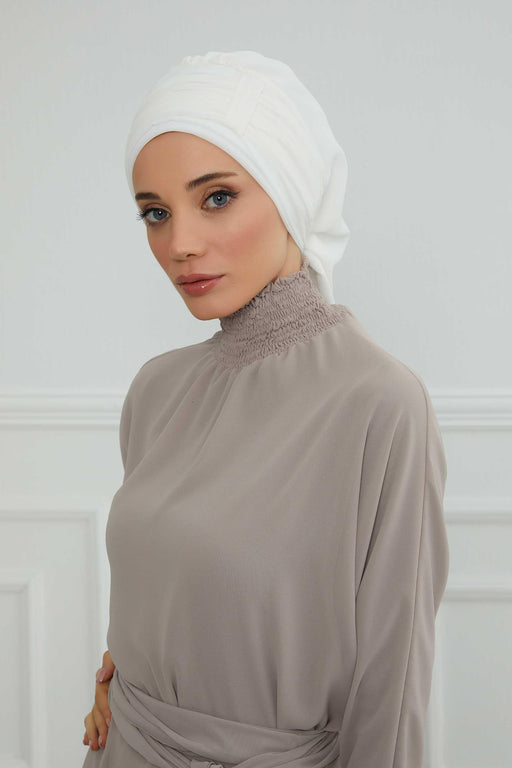 Instant Turban Chiffon Scarf Head Turbans For Women Headwear Stylish Elegant Design,HT-107 Off-White