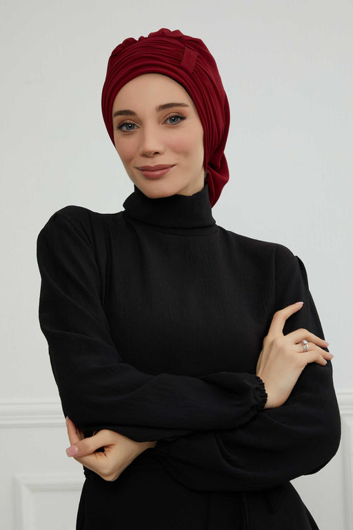 Instant Turban Chiffon Scarf Head Turbans For Women Headwear Stylish Elegant Design,HT-107 Maroon