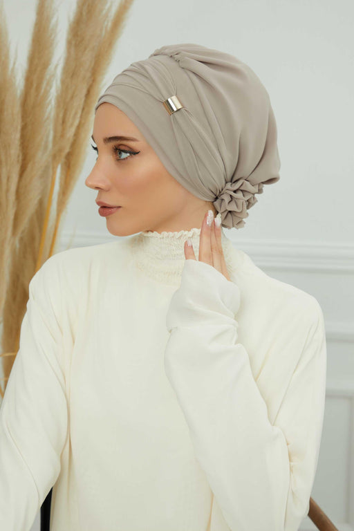 Instant Turban Chiffon Scarf Head Turbans with Unique Accessories For Women Headwear Stylish Elegant Design,HT-95S Mink