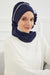 Instant Turban Chiffon Scarf Head Turbans with Unique Flower Accessory and Gorgeous Handmade Detail For Women Headwear Stylish Elegant Design Hijab,HT-62 Navy Blue