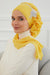 Instant Turban Chiffon Scarf Head Turbans with Unique Flower Accessory and Gorgeous Handmade Detail For Women Headwear Stylish Elegant Design Hijab,HT-62 Off-White