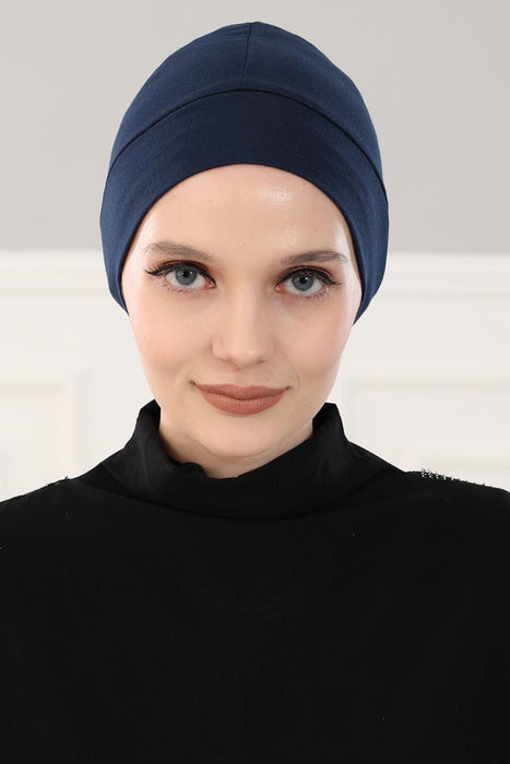 Super Tight Cotton Inner Bonnet Cap, High Quality Easy Wrap Instant Underneath Bonnet for Women, Flexible 95% Cotton Chemo Headwear Cap,B-37