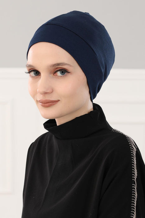 Super Tight Cotton Inner Bonnet Cap, High Quality Easy Wrap Instant Underneath Bonnet for Women, Flexible 95% Cotton Chemo Headwear Cap,B-37