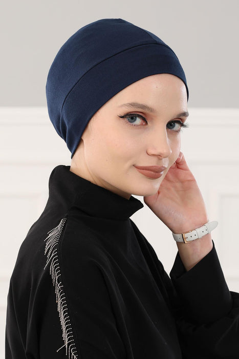 Super Tight Cotton Inner Bonnet Cap, High Quality Easy Wrap Instant Underneath Bonnet for Women, Flexible 95% Cotton Chemo Headwear Cap,B-37