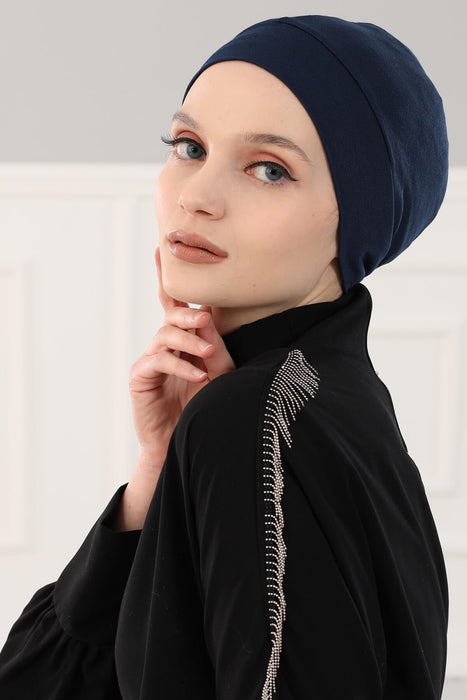 Super Tight Cotton Inner Bonnet Cap, High Quality Easy Wrap Instant Underneath Bonnet for Women, Flexible 95% Cotton Chemo Headwear Cap,B-37