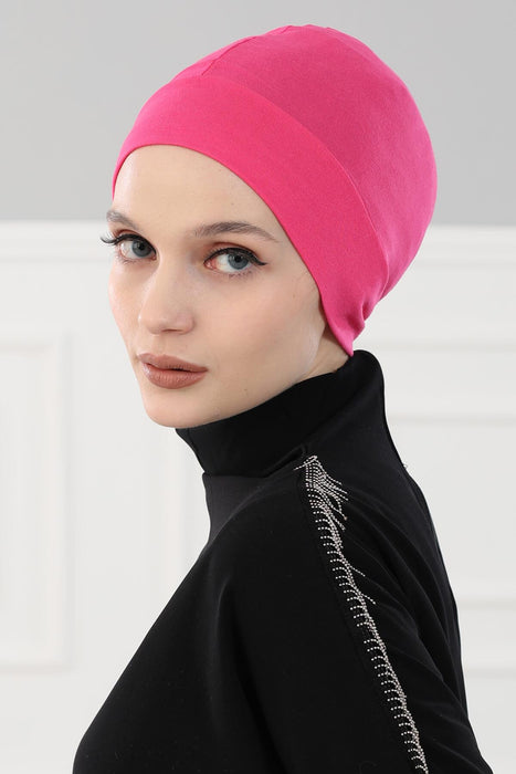 Super Tight Cotton Inner Bonnet Cap, High Quality Easy Wrap Instant Underneath Bonnet for Women, Flexible 95% Cotton Chemo Headwear Cap,B-37