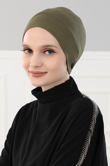 Super Tight Cotton Inner Bonnet Cap, High Quality Easy Wrap Instant Underneath Bonnet for Women, Flexible 95% Cotton Chemo Headwear Cap,B-37