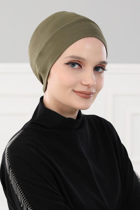 Super Tight Cotton Inner Bonnet Cap, High Quality Easy Wrap Instant Underneath Bonnet for Women, Flexible 95% Cotton Chemo Headwear Cap,B-37