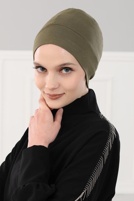 Super Tight Cotton Inner Bonnet Cap, High Quality Easy Wrap Instant Underneath Bonnet for Women, Flexible 95% Cotton Chemo Headwear Cap,B-37