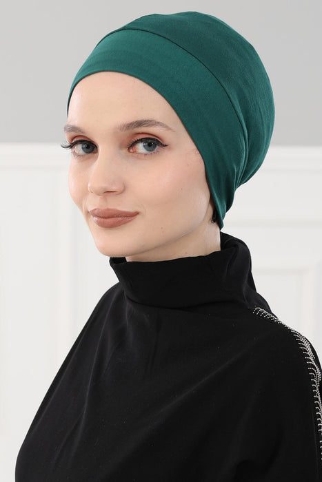 Super Tight Cotton Inner Bonnet Cap, High Quality Easy Wrap Instant Underneath Bonnet for Women, Flexible 95% Cotton Chemo Headwear Cap,B-37