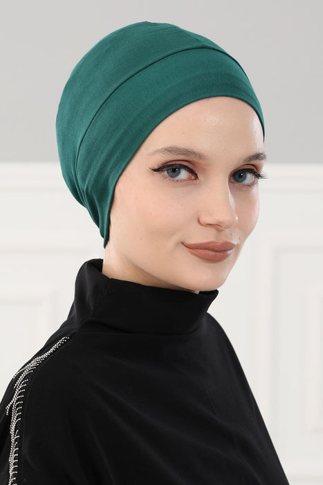 Super Tight Cotton Inner Bonnet Cap, High Quality Easy Wrap Instant Underneath Bonnet for Women, Flexible 95% Cotton Chemo Headwear Cap,B-37