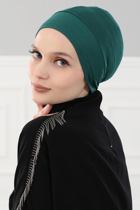 Super Tight Cotton Inner Bonnet Cap, High Quality Easy Wrap Instant Underneath Bonnet for Women, Flexible 95% Cotton Chemo Headwear Cap,B-37