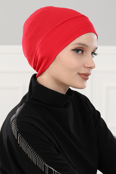 Super Tight Cotton Inner Bonnet Cap, High Quality Easy Wrap Instant Underneath Bonnet for Women, Flexible 95% Cotton Chemo Headwear Cap,B-37