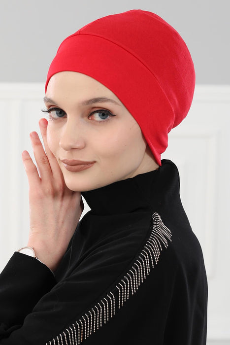 Super Tight Cotton Inner Bonnet Cap, High Quality Easy Wrap Instant Underneath Bonnet for Women, Flexible 95% Cotton Chemo Headwear Cap,B-37