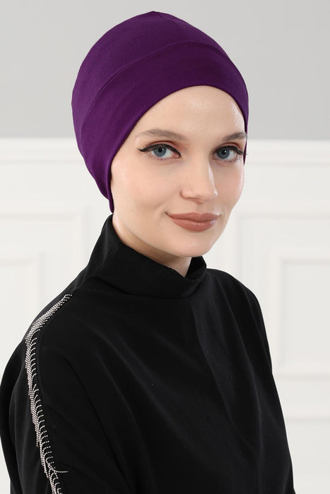 Super Tight Cotton Inner Bonnet Cap, High Quality Easy Wrap Instant Underneath Bonnet for Women, Flexible 95% Cotton Chemo Headwear Cap,B-37