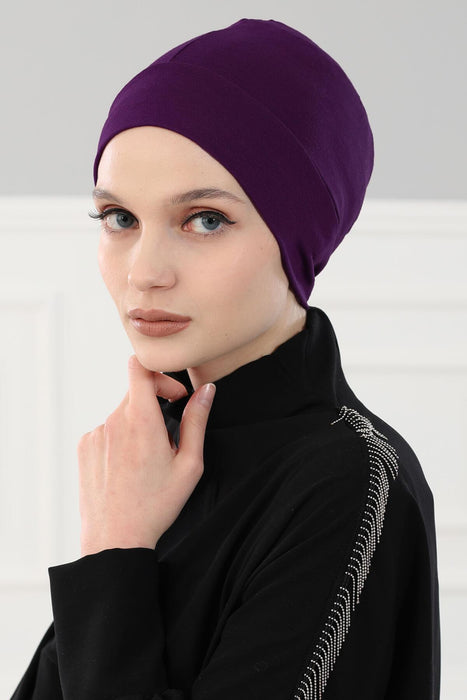 Super Tight Cotton Inner Bonnet Cap, High Quality Easy Wrap Instant Underneath Bonnet for Women, Flexible 95% Cotton Chemo Headwear Cap,B-37