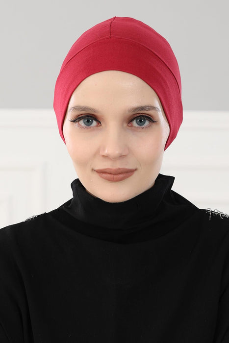 Super Tight Cotton Inner Bonnet Cap, High Quality Easy Wrap Instant Underneath Bonnet for Women, Flexible 95% Cotton Chemo Headwear Cap,B-37