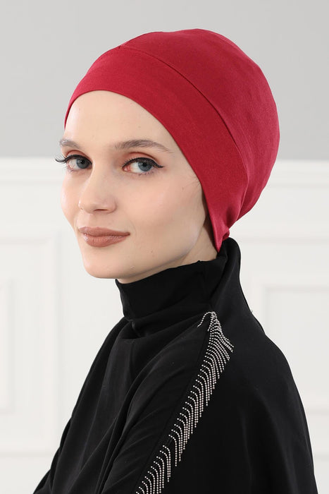 Super Tight Cotton Inner Bonnet Cap, High Quality Easy Wrap Instant Underneath Bonnet for Women, Flexible 95% Cotton Chemo Headwear Cap,B-37