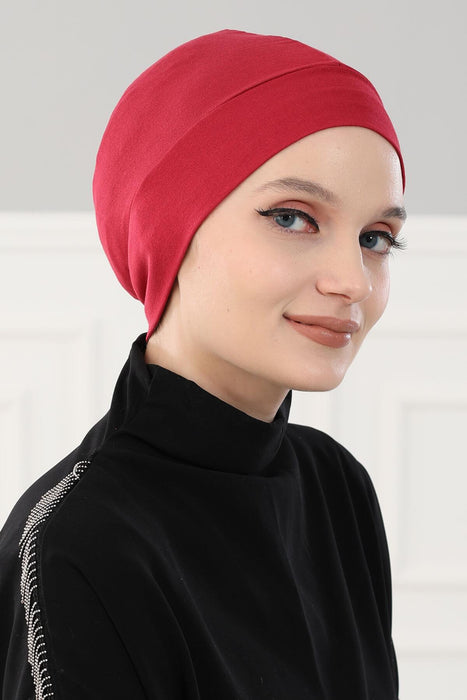 Super Tight Cotton Inner Bonnet Cap, High Quality Easy Wrap Instant Underneath Bonnet for Women, Flexible 95% Cotton Chemo Headwear Cap,B-37