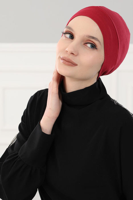 Super Tight Cotton Inner Bonnet Cap, High Quality Easy Wrap Instant Underneath Bonnet for Women, Flexible 95% Cotton Chemo Headwear Cap,B-37