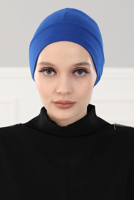 Super Tight Cotton Inner Bonnet Cap, High Quality Easy Wrap Instant Underneath Bonnet for Women, Flexible 95% Cotton Chemo Headwear Cap,B-37