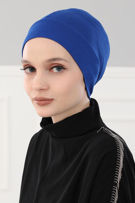 Super Tight Cotton Inner Bonnet Cap, High Quality Easy Wrap Instant Underneath Bonnet for Women, Flexible 95% Cotton Chemo Headwear Cap,B-37