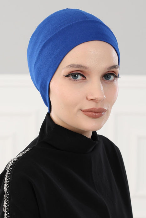 Super Tight Cotton Inner Bonnet Cap, High Quality Easy Wrap Instant Underneath Bonnet for Women, Flexible 95% Cotton Chemo Headwear Cap,B-37